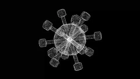 3D Virus on black background. Microscope virus close up. Medical concept. For Stock Illustration