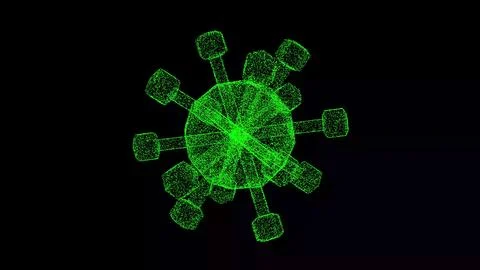 3D Virus on black background. Microscope virus close up. Medical concept. For Stock Illustration