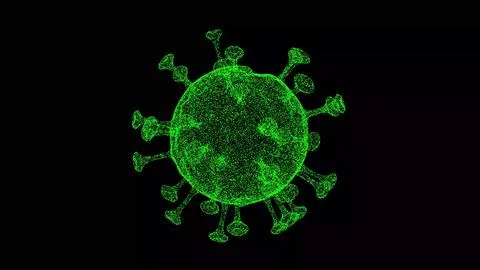 3D Virus on black background. Microscope virus close up. Medical concept. For Stock Illustration