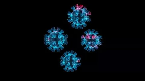 3D Virus on black background. Microscope virus close up. Medical concept. For Stock Illustration