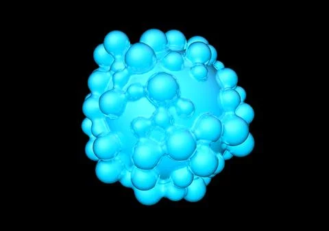 3d virus model on black background, 3d rendering illustration Stock Illustration