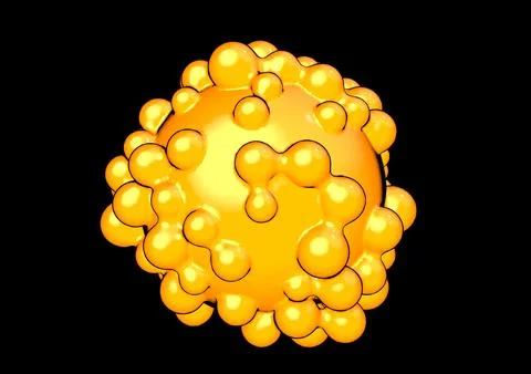 3d virus model on black background, 3d rendering illustration Stock Illustration