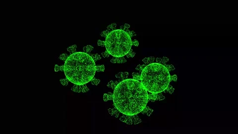 3D Virus rotates on black background. Microscope virus close up Stock Footage 241344478