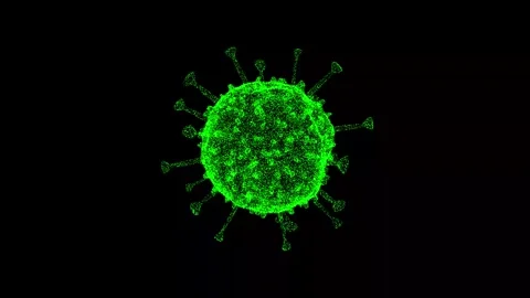 3D Virus rotates on black background. Microscope virus close up Stock Footage 241344572