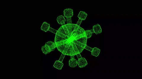 3D Virus rotates on black background. Microscope virus close up Stock Footage 241711797
