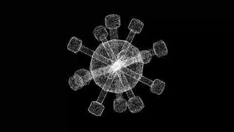 3D Virus rotates on black background. Microscope virus close up Stock Footage 241711803