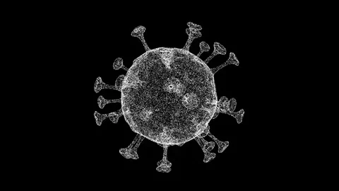 3D Virus rotates on black background. Microscope virus close up Stock Footage 241711853