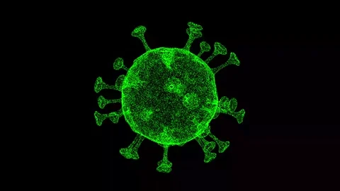 3D Virus rotates on black background. Microscope virus close up Stock Footage 241711859