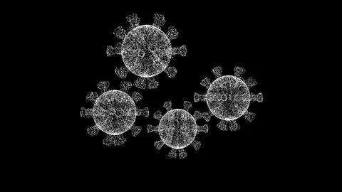 3D Viruses on black background. Microscope virus close up. Medical concept... Stock Illustration