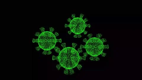 3D Viruses on black background. Microscope virus close up. Medical concept. F Stock Illustration