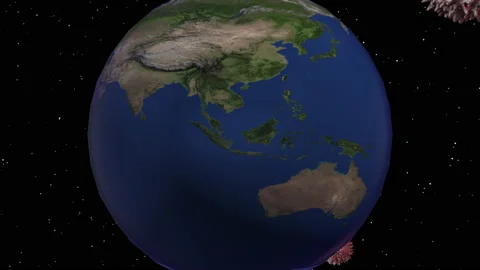 3d viruses modifying on theirs way towards planet Earth rotating in outer space. 動画素材 130587388