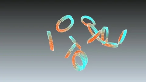 3D visual featuring a swarm of hollow rings with vibrant orange-to-cyan 動画素材 338388115