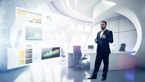 3D visualisation. Businessmen dressed in professional attire, interacting with Stock Footage 231205523