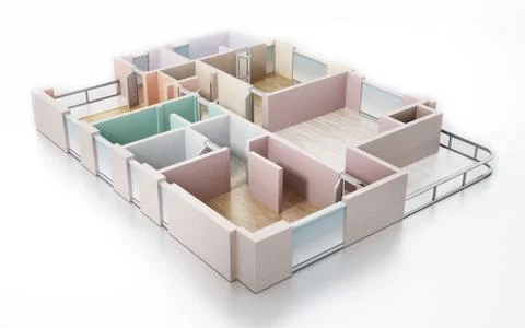 3D visualisation of a luxurious flat. 3D illustration Stock Illustration