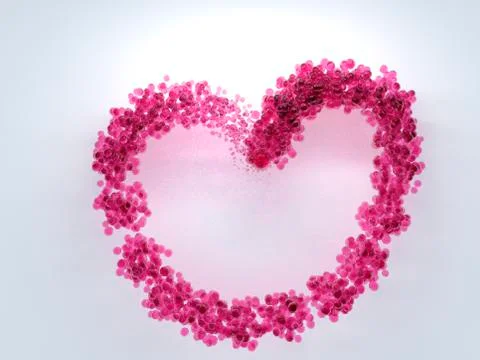 3d-visualisation of pink spheres forming a heart shape Stock Illustration