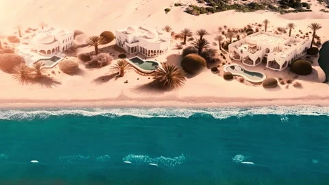3d Visualisation of villas with sea view. Aerial view. Stock Footage 231661147