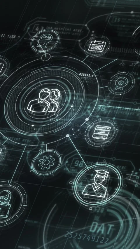 3D visualization of animated infographic communication data. Stock Footage 329383551