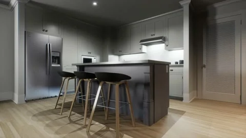 3D visualization animation of the kitchen interior. Stock Footage 205508422