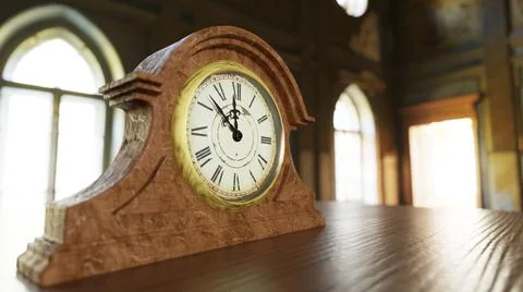 3d visualization of an antique clock made of wood Stock Illustration