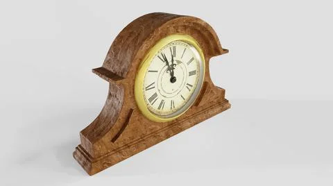3d visualization of an antique clock made of wood Stock Photos