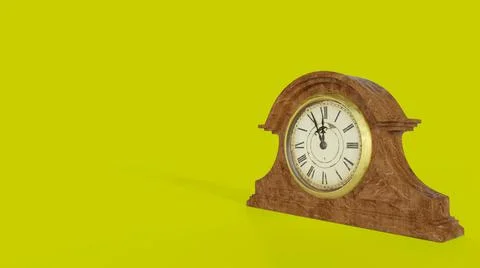 3d visualization of an antique clock made of wood Stock Photos