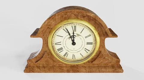 3d visualization of an antique clock made of wood Stock Photos