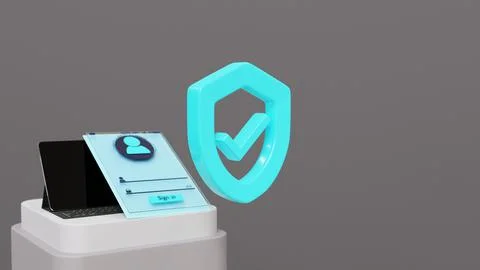 3d visualization of the authorization menu on a smartphone 스톡 일러스트