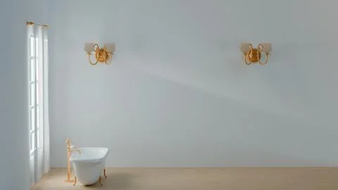 3D visualization of bathroom interior design in vintage style 写真素材