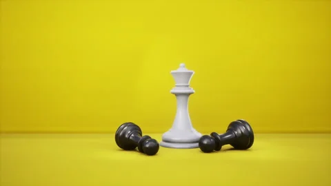 3d visualization Black and white queen chess piece Stock Footage 151897585