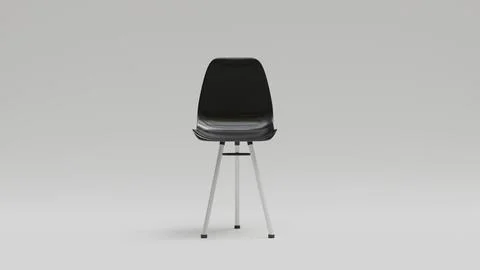 3D visualization of a black chair with three thin metal legs on a white bac.. Stock Illustration