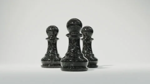 3d visualization of black pawns on a white background Vidéo 251442690