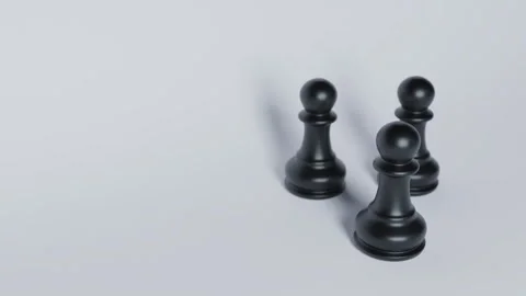 3d visualization of black pawns on a white background Video stock 253581521