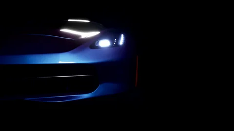 3D visualization of a car in the dark Stock Footage 142052223