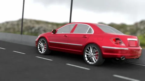 3d visualization of a car driving on a bridge 스톡 동영상 156282120