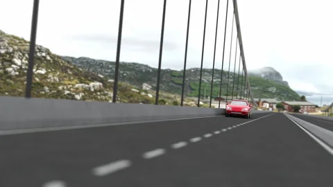 3d visualization of a car driving on a bridge 스톡 동영상 156297704