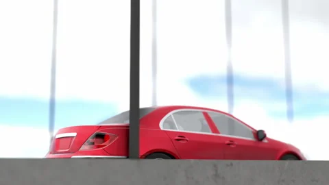 3d visualization of a car driving on a bridge 스톡 동영상 156297744