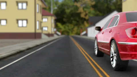 3d visualization car driving on the road Stock Footage 156754423