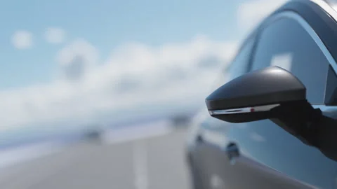 3d visualization of a car mirror on the go Stock Footage 243519930