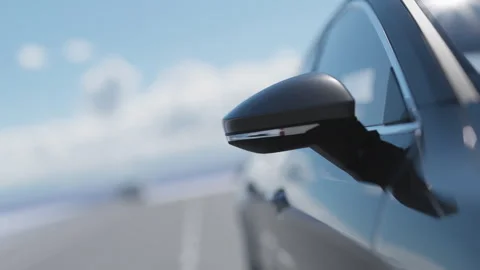 3d visualization of a car mirror on the go Video stock 243519947
