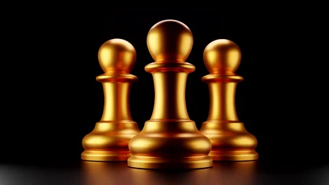 3d visualization chess three pawns are standing in the dark Stock Footage 158479004