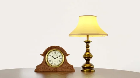 3d visualization of a clock and a lamp Stock Footage 168526180