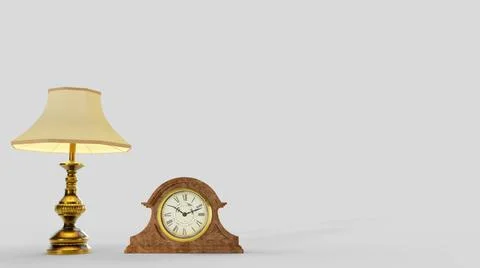 3d visualization of a clock and a lamp Photos