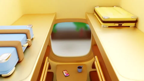 3d visualization of a compartment in a train car Stock Footage 196671305