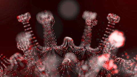 3D visualization of the coronavirus. Pathogens, and dna strand shown as round Video stock 128464420