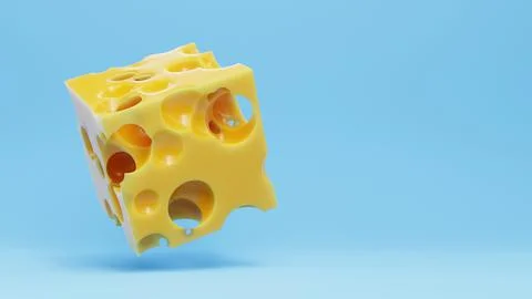 3d visualization of a cube of cheese Stock Illustration