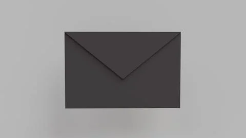 3D visualization of dark gray envelope on gray background Stock Illustration