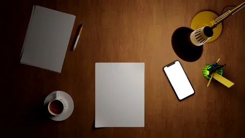 3d visualization of the desktop from above Stock Footage 158699414