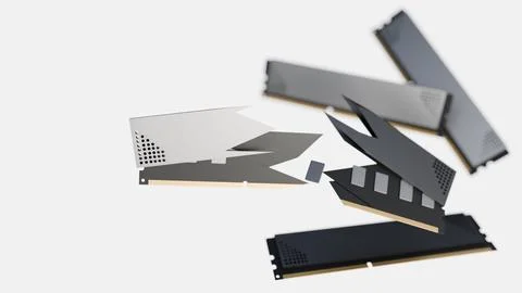 3D Visualization of Exploded High-Performance Desktop RAM Illustrazione stock