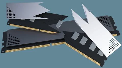 3D Visualization of Exploded High-Performance Desktop RAM Illustrazione stock