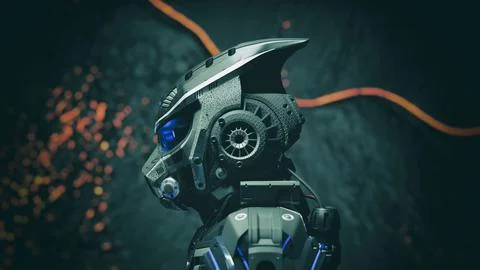 3d visualization of a futuristic robot Photos